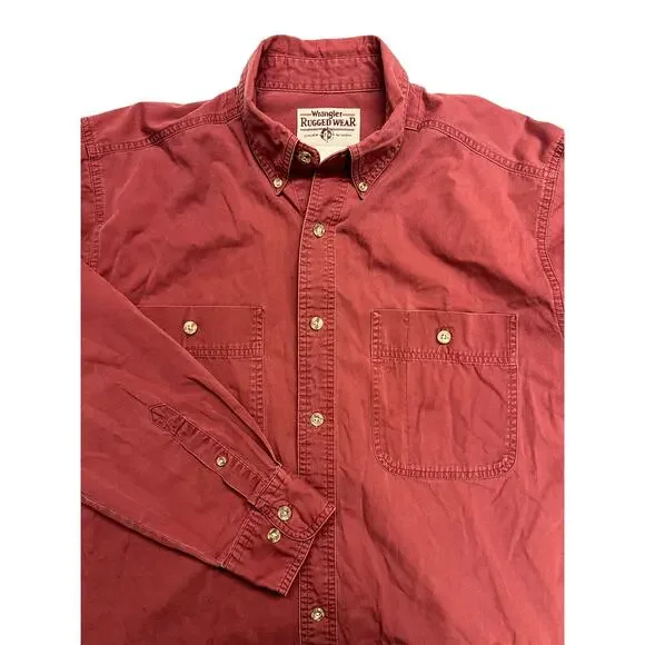 Wrangler Rugged Wear Men's Button Down Long Sleeve Shirt Granola Outdoor - Picture 1 of 8